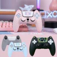 ที่เคสป้องกันซิลิโคนสำหรับผิวนุ่มสีชมพูอุ้งเท้าแมวตัวควบคุม PS5 5ฝาจับแท่งเก็บข้อมูลสำหรับ Playstation Dualsense