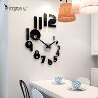 MEISD Adhesive Large Design Wall Clock Stickers Vintage Decorative Mural Watches Modern Design Black Horloge Round Free Shipping