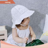 CUIRONG โบว์ลูกไม้สำหรับเด็กทารก Topi Bucket ป้องกันรังสียูวีหมวกชายทะเลหมวกแก๊ปหมวกปานามา