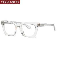 Peekaboo กรอบแว่นตาโปร่งใสสำหรับผู้ชาย TR90สีน้ำตาลคุณภาพดีแว่นตาคอมพิวเตอร์ทรงสี่เหลี่ยมสำหรับผู้หญิงอะซิเตทรายการของขวัญผู้หญิง