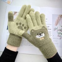 ITEFUG น่ารัก คาวาอิ แฟชั่น ฤดูหนาว ถัก กลางแจ้ง รักษาความอบอุ่น หญิง Bear Mittens ถุงมือเต็มนิ้ว เครื่องประดับแฟชั่น ถุงมือทัชสกรีน