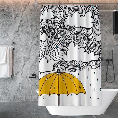 Hd Digital Printing Sky Clouds Waterproof Mildewproof Polyester Shower Curtain