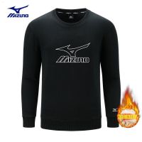 Mizuno เสื้อสเวตเตอร์คอกลมลำลองกลางแจ้ง Mizuno สำหรับผู้ชายและผู้หญิงเสื้อคลุมกำมะหยี่ฤดูใบไม้ร่วงและฤดูหนาวแบบสวมหัว