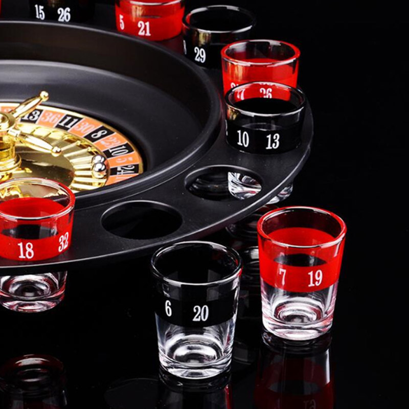 Evelots Drinking Game Glass Roulette W/ 2 Balls & 16 Shot Glasses Casino Style by oob 