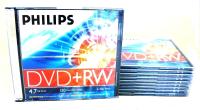 Philips DVD+RW 1-4X  4.7GB.(Pack1) with jewel Case จำนวน 10 แผ่น