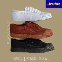 รองเท้า Breaker [4x4] รองเท้าผ้าใบนักเรียน เบรกเกอร์ สีดำ ผูกเชือก เบอร์ 29-47