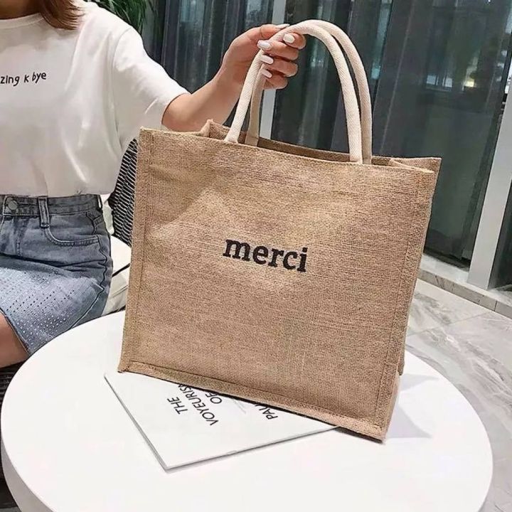 พร้อมส่งในไทย-กระเป๋าสาน-merci-กระเป๋าถือ-กระเป๋าสะพายข้าง-bag016