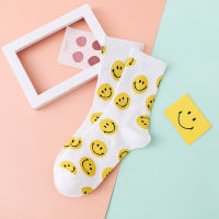 Smiley Print Cute Socks Korea Fashion Spring Autumn Cotton Kawaii Smile Face  new Men and women Socks