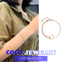 COCOJEWELRY สร้อยข้อมือลูกปัดโลหะสไตล์พังก์สำหรับผู้หญิง,กำไลข้อมือแฟชั่นแบบเรียบง่ายไม่สมมาตรทรงกลม