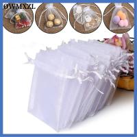 OWMXZL 25/50PCS วาดได้ บรรจุเครื่องประดับ ปาร์ตี้ซัพพลาย Organza Gauze ซอง กระเป๋าหูรูด ถุงของขวัญ ถุงสีขาว