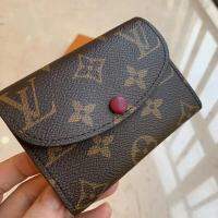 ของแท้2023,กระเป๋าใส่นามบัตรแฟชั่นสตรีพับได้สองทบสีแดงดอกกุหลาบละอองเกสรดอกไม้สไตล์ยุโรปและอเมริกาใหม่