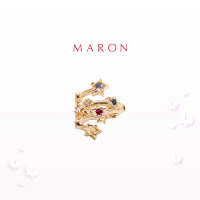 MARON✨ ต่างหูดาวนพเก้า เสริมดวง | Nine Lucky Stars Cross Earcuff เงินแท้ พลอยแท้ ชุบทองเบจ Beige Gold [พร้อมส่ง]