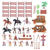 Dolity Western Cowboy Native Indian Figure Soldiers Toys Model Dollhouse Decorations Carriage Simulation Lifelike Kids Children Toys