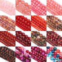 Natural Red Stone Beads Tiger Eye Pink Agate Quartz Jade Loose Spacer Beads For Jewelry Making DIY Bracelet Necklace Accessories DIY accessories and o