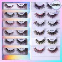 DANDARU ขนตาปลอมสีสันสดใสสีฟ้าสีชมพู RedEyelashes Colore ขนตาปลอม Peralatan Rias ตาสีม่วงสำหรับงานปาร์ตี้ฮาโลวีนคอสเพลย์