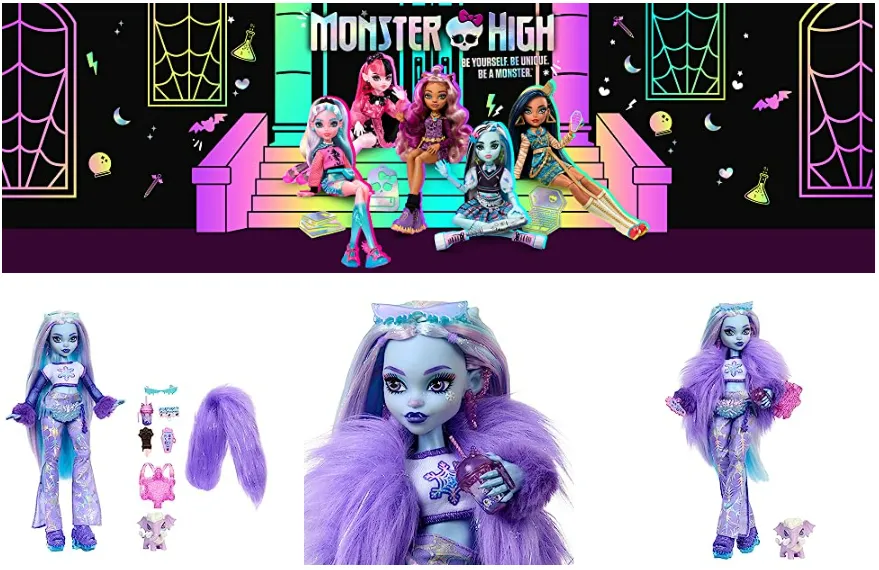  Monster High Doll, Abbey Bominable Yeti with Pet Mammoth Tundra  & Accessories Including Furry Scarf & Snowflake Backpack : Toys & Games