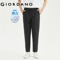 GIORDANO Men Pants Drawstring Elastic Waist Stretch Fashion Pants Three-Pocket Ankle Length Loose Casual Tapered Pants 18123901