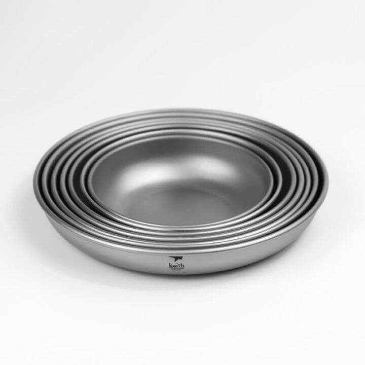 keith-camping-titanium-picnic-dishes-outdoor-150ml-450ml-saucer-outdoor-tableware-camping-plates-cutlery-ti5362ti5368