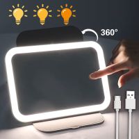 【CC】 USB Led Makeup Mirrors With Lights Pink Facial Make Up Tabletop Mirror Vanity Miroir