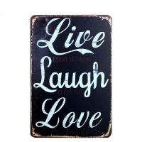 Live Laugh Love ป้ายโลหะ-ตกแต่งผนังบ้านสำหรับห้องนั่งเล่นห้องนอนห้องครัวห้องน้ำ