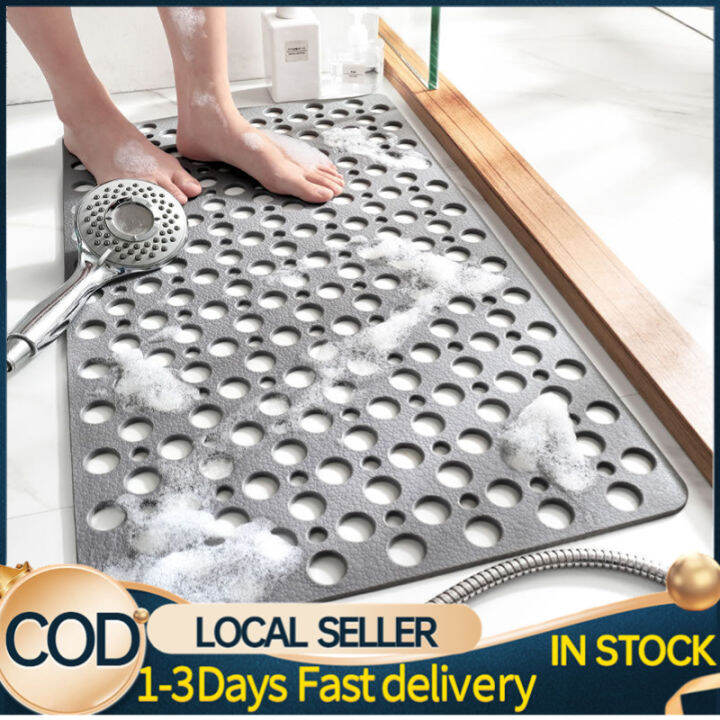Long PVC Bath Mat Massage Bathroom Rugs Safety Anti Slip Shower Bathtub Mat Suction Cup Floor