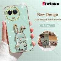 NIWINEE เคสซิลิโคนนิ่มมีเคสโทรศัพท์รูปกระต่ายสำหรับ Realme 11,5ก./Realme 11X 5ก. เคสหลังที่ยึดชุบหรูหรา