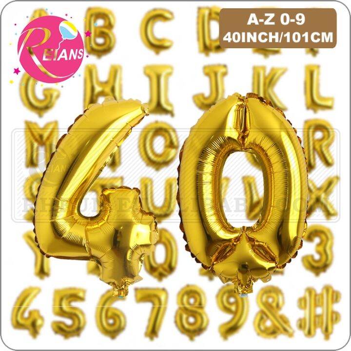 【DT】hot！ 40 Inch Gold Letters Number Birthday Party Wedding Ballons ...