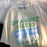 COD dsfrteryewe SHINee11เสื้อยืดลายการ์ตูนผู้หญิง สีครีม oversize T-shirt เสื้อผ้าแฟชั่นวัยรุ่นสไตล์เกาหลีน่ารัก เสื้อโอเวอร์ไซส์แขนสั้น