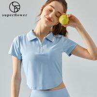 เสื้อโปโลแขนสั้น SUPERFLOWER ของผู้หญิงเสื้อกีฬารัดรูปสำหรับผู้ชายกลางแจ้งพร้อมซิปครึ่งซิปสำหรับกอล์ฟเทนนิสแบดมินตันฟิตเนส