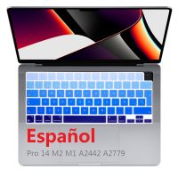 รุ้งสเปนสำหรับ Macbook Pro 14 M2 M1 A2442 A2779 2022 2021แป้นพิมพ์ภาษาสเปน EU สำหรับ Macbook Pro 14 M1 M2ป้องกัน EU