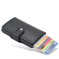 New Men Credit Card Holder Mens Wallet Carbon Fiber RFID Blocking Leather Bank Card Case Cardholder Protection Purse for Women Card Holders