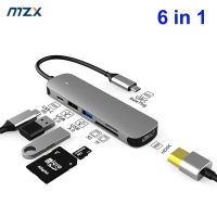 MZX 6 In 1แท่นวางมือถือฮับ USB 3 0 C เครื่องอ่านบัตร TF ประเภท SD PD 100W 3.0 2. 0ตัวแปลง USBC ส่วนขยายตัวแยก4K HDTV สำหรับ HDMI