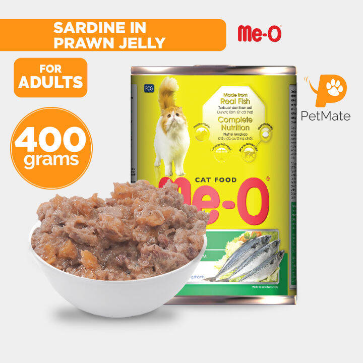MeO Adult Cat Wet Food Can Sardine in Prawn Jelly 400g PetMate