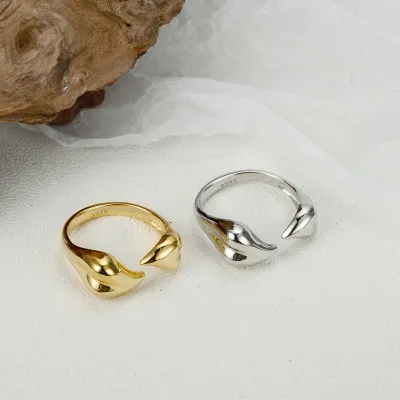 [COD] J1035 Korean version s925 silver love ring female ins personality and versatile heart-shaped opening