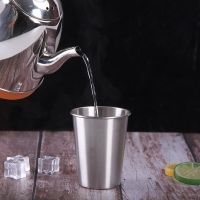 1Pcs Stainless Steel Metal Cup Beer Cups White Wine Glass Coffee Tumbler Tea Milk Mugs Outdoor Travel Kitchen Home Camping Mugs