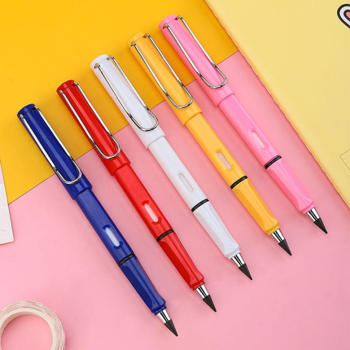 ปากกาอัตโนมัติปากกาเขียนปากการะบายสีดินสอชอว์โลหะไม่มีหมึกปากกาเขียนเขียนไม่จำกัด