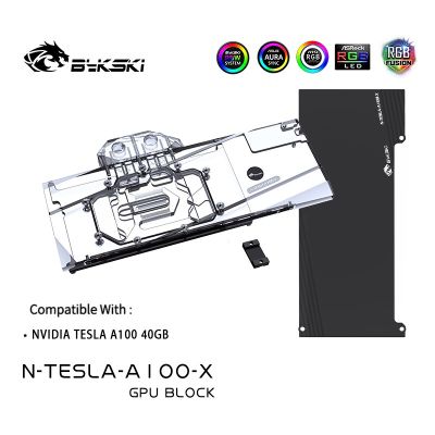 Bykski GPU Water Cooling Block สำหรับ NVIDIA TESLA A100 40GB,Liquid Cooler,หม้อน้ำ VGA 5V/12V RGB SYNC N-TESLA-A100-X