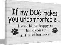 ถ้าสุนัขของฉันทำให้คุณอึดอัดศิลปะบนผืนผ้าใบสำหรับติดกำแพงพิมพ์ตกแต่งสำหรับห้องนอนที่บ้านห้องนั่งเล่นห้องเด็กหญิงภาพวาดธีมสุนัขงานศิลปะสำหรับตกแต่ง14X11นิ้วของขวัญศิลปะสัญลักษณ์ตลกที่ไม่เหมาะสมสำหรับคนรักสุนัข