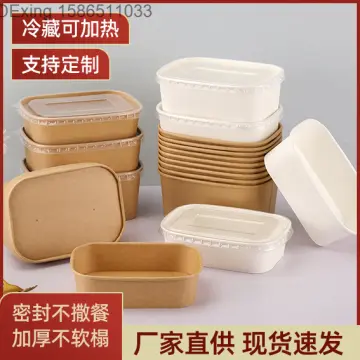 10pcs Disposable Lunch Box With Cover, Kraft Paper Safe & Food Packaging  Container Fast Food Box