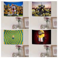 Cute Cartoon M-Miniones Yellow Tapestry Cartoon Tapestry Art Science Fiction Room Home Decor Wall Hanging Sheets Knitting  Crochet