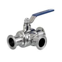 4" 304 Stainless Steel Sanitary Ball Valve 3 Three Way DN100 102MM Tri Clamp Ferrule Type For Food Homebrew Diary