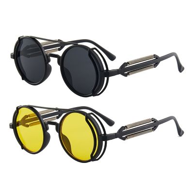 แว่นกันแดดสตีมพังค์โลหะแว่นตากลมแฟชั่นสำหรับผู้หญิงสำหรับผู้ชายแว่นกันแดดดีไซน์วินเทจคุณภาพสูง Oculos De Sol UV400