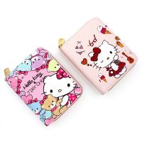Sanrio Cute Wallet Hello Kitty Coin Purse Kawaii Leather Card Holder Women Pu Casual Money Bag Kids Toy Birthday Gift for Girl