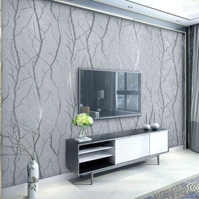 【CW】 Thick Wallpaper Bedroom Walls room Background Flocked Branches Embossed wall paper home decor