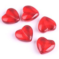 5pcs Red Heart Shape 20mm Glossy Loose Crystal Glass Beads For Jewelry Making DIY Crafts Findings