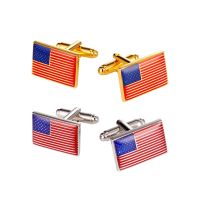 Yellow Gold Color American Flag Cufflink For Men Cuff Links High Quality Men Cuff link Jewelry C311