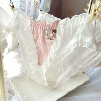 Japanese two-color little fresh mesh ruffled Princess triangle girl cute sexy transparent ladies panties