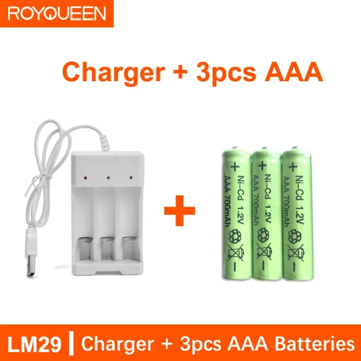 Royqueen Triple AAA Rechargeable Battery Charger Full Set 600mah AAA