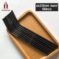 WOWSHINE Factory Free Shipping New Gun Black Stainless Steel 304 Drinking Straws Bent 6mm*215mm 100PCS