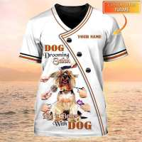 2023 new arrive- xzx180305   Personalized dog grooming shirt salon pet groomer T-shirt dog groomer white UN